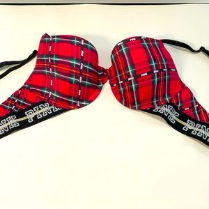 Red Plaid Pink Victoria Secret Bra 32D